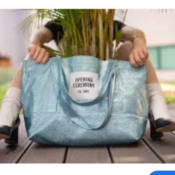 Opening Ceremony Shimmering Teal Tote should bag dead stock blue glitter new - Picture 12 of 13